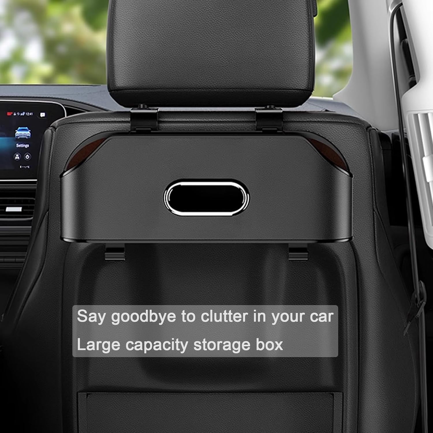 CEDQ Car Seat Back Organizer - Stylish & Functional Storage for Family Adventures - Cup Holders, Tissue Box & Hooks - Car Interior Accessories Perfect for Kids, Road Trips & Travel (Black)