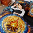 thumbnail image 5 of Manfei Camping Campfire 7-Piece Twin Bedding,Boho Tree Of Life Bedding Comforter Set,Blue Brown, 5 of 6