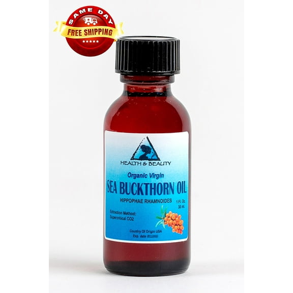 SEA BUCKTHORN OIL UNREFINED ORGANIC VIRGIN CO2 EXTRACTED PURE GLASS BOTTLE 1 OZ