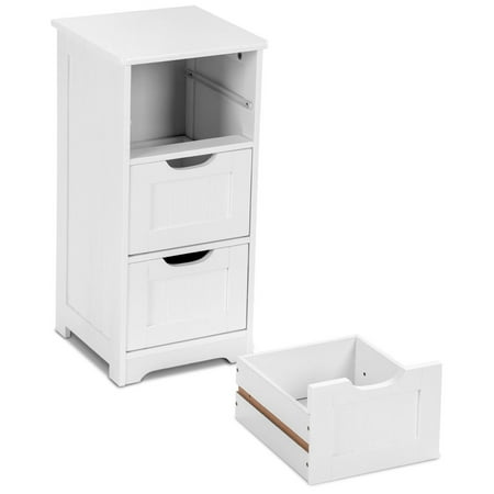 Costway White Floor Storage Cabinet Bathroom Organizer ...