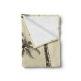 thumbnail image 2 of Tropical Soft Flannel Fleece Blanket, Sketch Style Hammock Sandy Beach with Palm Trees Travel Classic Hand Drawn, Cozy Plush for Indoor and Outdoor Use, 60" x 80", Cream Dark Brown, by Ambesonne, 2 of 5