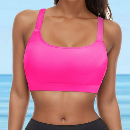 Womens Bikinis Summer Solid Color Strappy Full Coverage Push Up Bra Tankinis Swimsuits Activewear