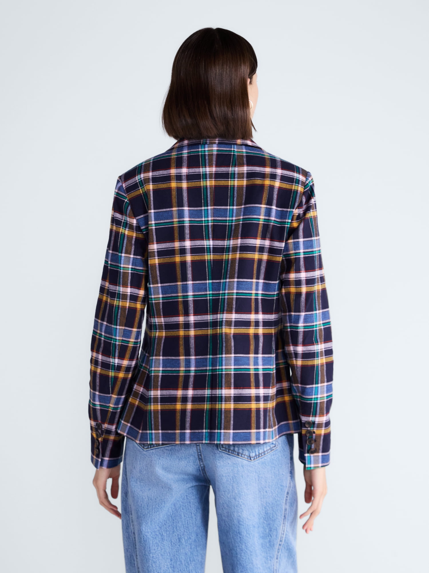 Free Assembly Women's and Women's Plus The Belmont Plaid Single Breasted Blazer, Sizes XS-4X