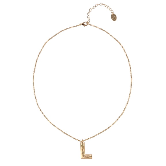Time and Tru Goldtone Hammered Initial "L" Pendant Necklace