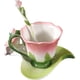 thumbnail image 1 of Juego de tazas de té y café de porcelana YONGSHENG HECHO a mano con platillo y cuchara diseño rosa, 1 of 5