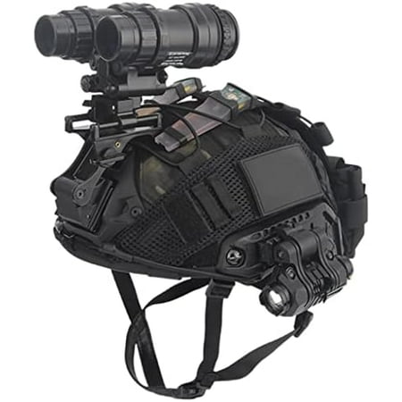 CS Outdoor Paintball Game Fast Camouflage Tactical Helmet Binocular Night Vision Device Model Torch Set Military Fan Equipment (Color : BK)