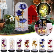 AYktou Unique Artificial Rose -Colorful Artificial Flower Rose Light Gift in A Glass Dome,Birthday Wedding Anniversary Mother's Day Valentine's Day Gifts for Women Mom Girlfriend Wife Gift for Women
