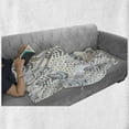 thumbnail image 6 of Ethnic Soft Flannel Fleece Throw Blanket, Hand Drawn Style Herbs Leaves in Style with Dots, Cozy Plush for Indoor and Outdoor Use, 60" x 80", Khaki Grey and White, by Ambesonne, 6 of 6