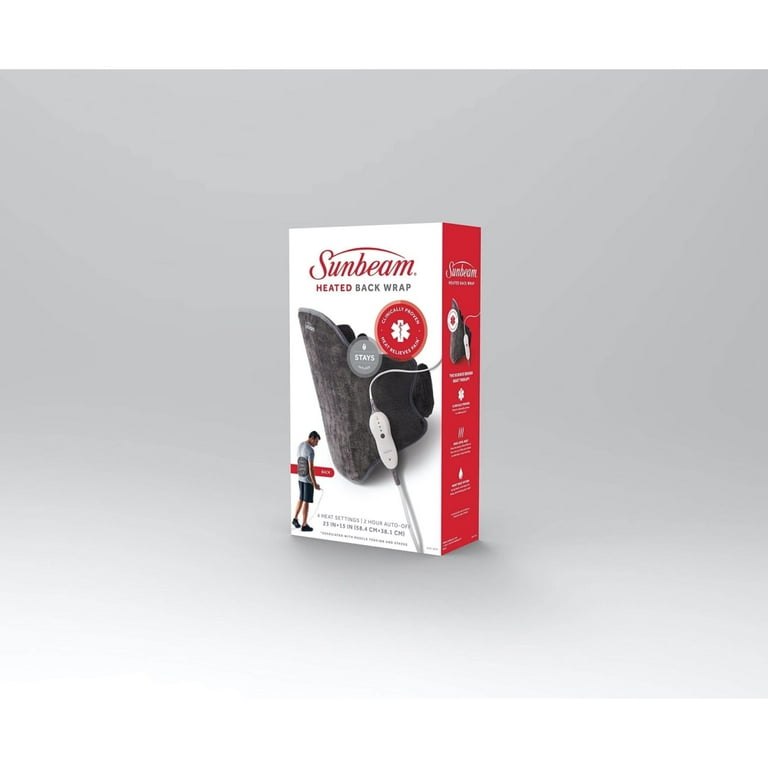 Sunbeam Heated Back Wrap Heating Pad for Back Pain Relief, Gray