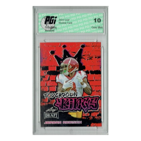 Jordan Addison 2023 Leaf Football #98 Red SP Touchdown Kings Rookie Card PGI 10