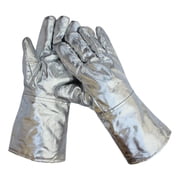 GUOOL 2x Aluminum Foil Welding Gloves Safety Work Gloves for Lab Work Casting Home 38cm 350 to 1000
