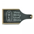 thumbnail image 1 of YOLO Cutting Board, Chalkboard Background Abbreviation Room Themed Illustration, Decorative Tempered Glass Cutting and Serving Board, Wine Bottle Shape, Charcoal Grey Pale Brown, by Ambesonne, 1 of 1