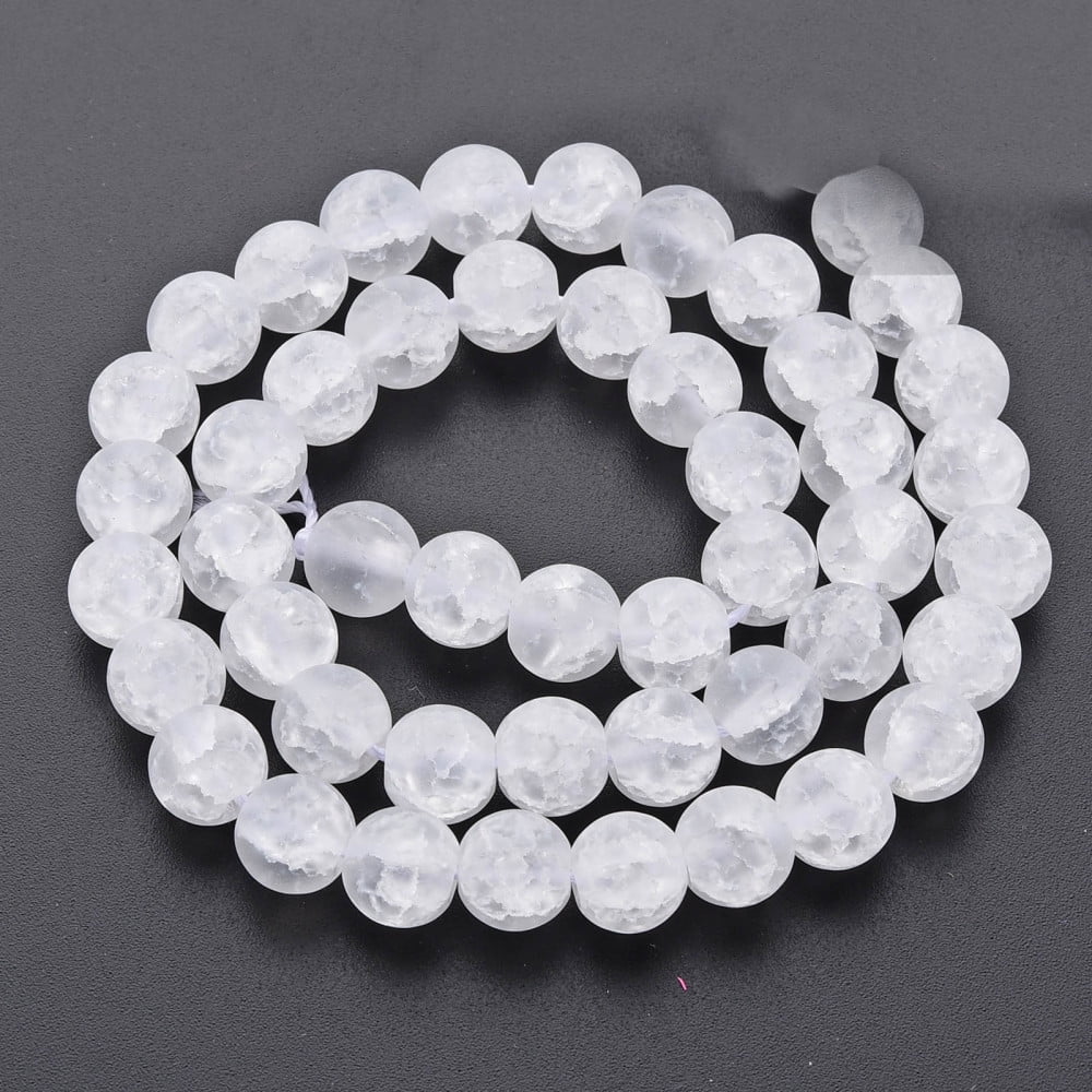 10strands Glass Beads Strands Frosted Round Clear 8mm Hole: 1.2mm about 50~51pcs/strand 15.35 inch(39cm)