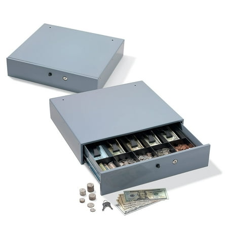Large-Capacity Manual Cash Drawer, 3 7/8"H x 17 3/4"W x 15 7/8"D, Gray