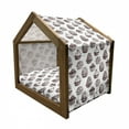 thumbnail image 2 of Cupcake Pet House, Delicious Desserts Food Yummy Chocolate Cake with Cherries Sketch, Outdoor & Indoor Portable Dog Kennel with Pillow and Cover, 5 Sizes, Muave Taupe and White, by Ambesonne, 2 of 5