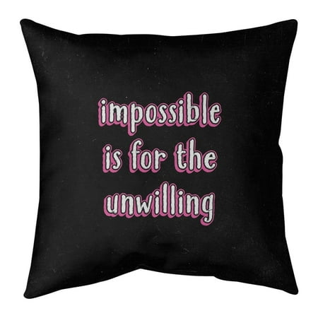 UPC: 0703294998236 | ArtVerse Quotes Impossible Quote Chalkboard Style Pillow (w/Rmv Insert)-Spun Poly 16 x 16 Medium