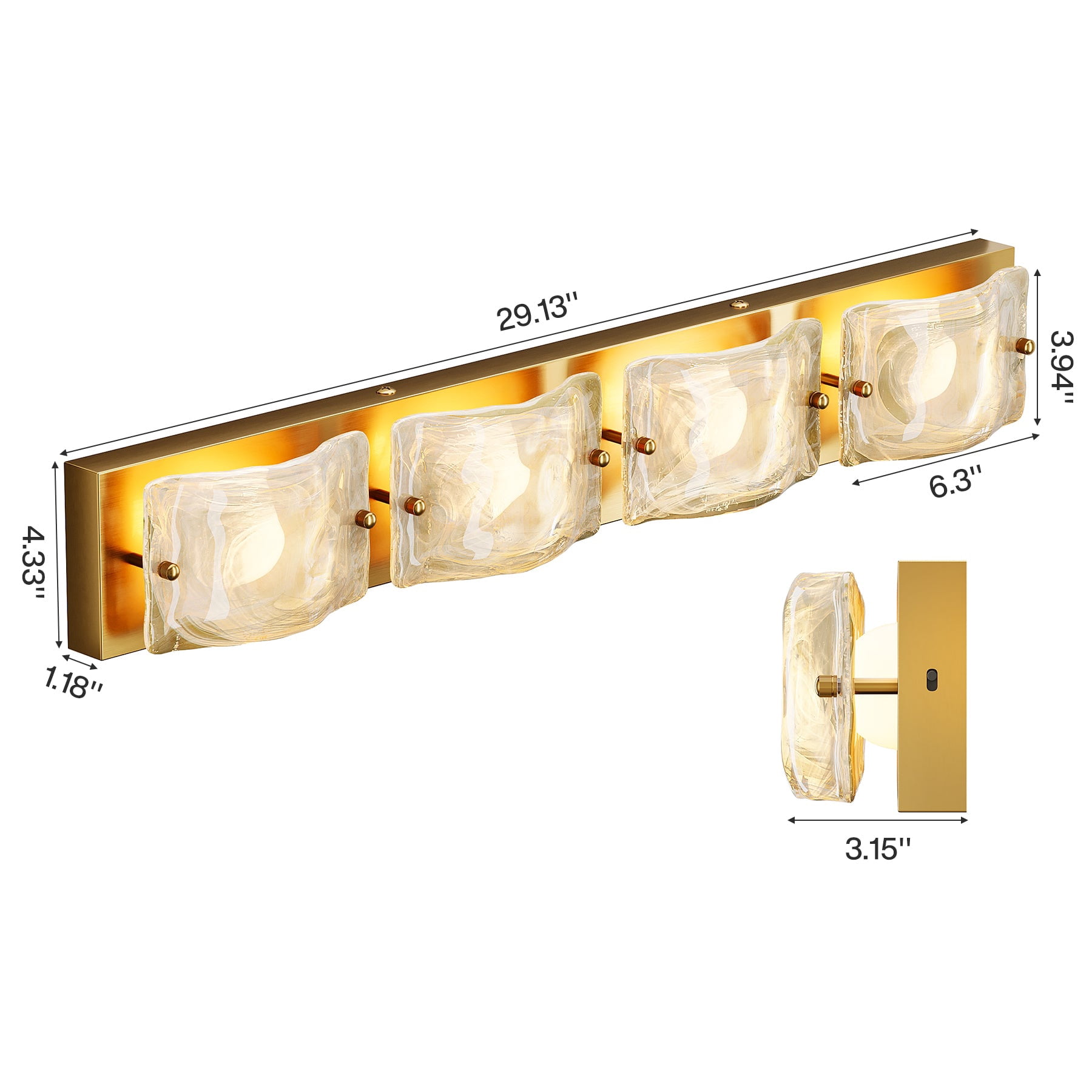 Fnova 29" LED Gold Vanity Lights, Modern 3CCT Dimmable Bathroom Light Fixtures (ETL Listed, Bulbs Included)