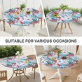 thumbnail image 7 of 44in Round Tablecloth with Elastic Edge, Waterproof Fitted Table Cover for 36-44" Tables, Floral Theme Polyester Reusable Table Cloths Wipe Clean for Picnic, Dining, Outdoor Use and Party Decor, 7 of 7