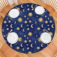 thumbnail image 2 of Blue Gold Sun Moon Star Zodiac Pattern Round Fitted Tablecloth with Elastic Edge,Dining Table Cover Waterproof,Outdoor Round Tablecloth for Camping,Dining,Indoor and Outdoor, 2 of 7
