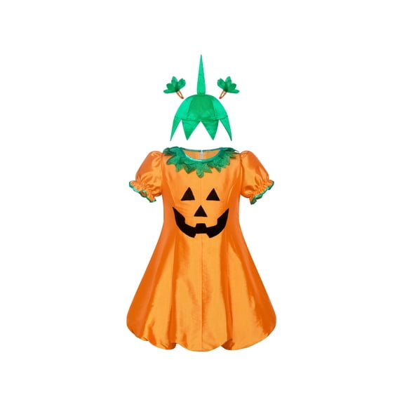Girls Dress Pumpkin Costume Halloween Trick Treat Party 4 Years