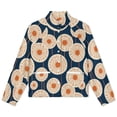 thumbnail image 4 of Jackets for Women Winter Coat Jackets Flannel Stand Collar Jacket(Orange Dandelions Navy Blue Background,Size:S-4XL), 4 of 7