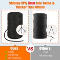328 Feet 3mm Thick Natural Jute Twine, 3Ply Black Garden Twine Heavy