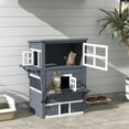thumbnail image 5 of Pawhut 3-Story Cat House Feral Cat Shelter,Outdoor Kitten Condo with Raised Floor,Asphalt Roof,Escape Doors,Jumping Platforms,Dark Gray,Dark Gray Wood Pet Supplies Pet Beds Furniture, 5 of 7