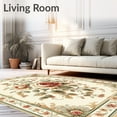 thumbnail image 2 of Flatwoven High Traffic Area Rug, Desert Rose Beige Sage Muted Floral Medallion Floor Accent, Non Slip, Stain Resistant, Washable Area Rugs for Living Room, Bedroom(Beige, 6X9), 2 of 8