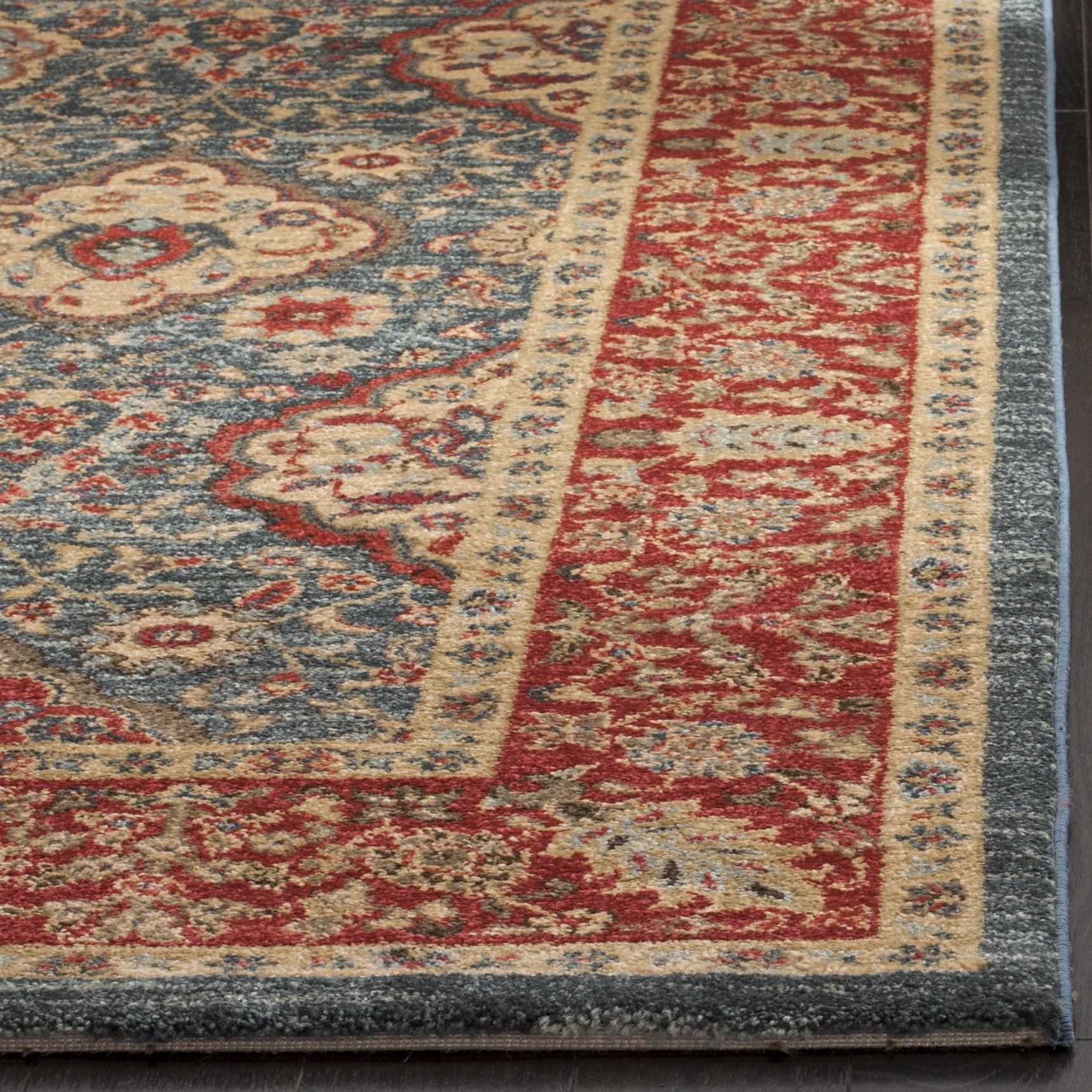 SAFAVIEH Mahal Napier Oriental Runner Rug, Navy/Red, 2'2" x 18'