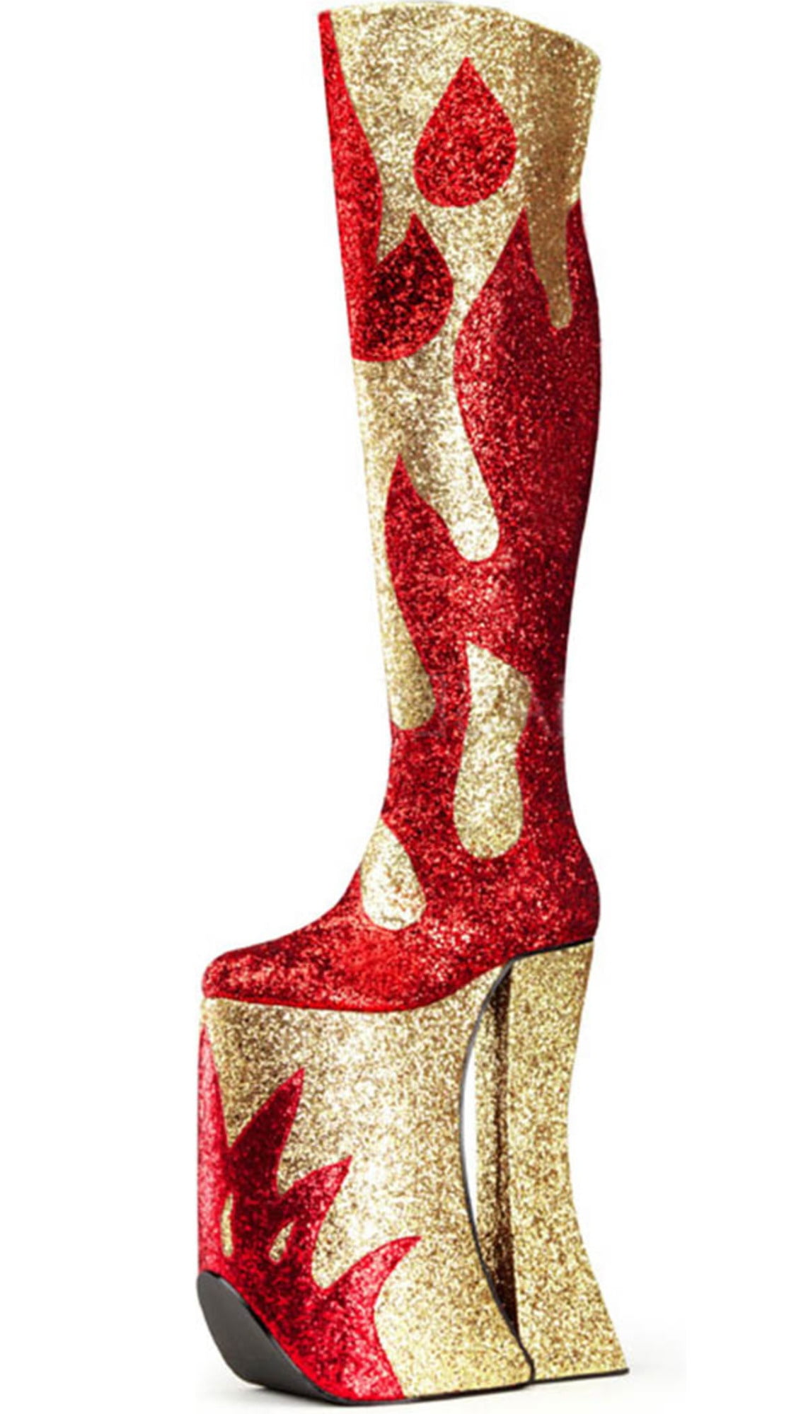 MENS SIZING Red and Gold Glitter Thigh 
