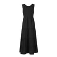 thumbnail image 6 of Tiqkatyck Summer Dress, Women's 2024 Casual Loose Plain Maxi Sundress Smocked Tank Dress Sleeveless Summer Beach Tiered Maxi Dresses , sundresses for Women Black, 6 of 7