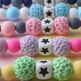 thumbnail image 5 of Windfall Pacifier Clip Teething Silicone Beads Binky Holder Teether Clips for Boys Girls Baby Registry Shower Gifts Lovely Star Crochet Beads Silicone Teether Soother, 5 of 7