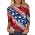 thumbnail image 2 of Cavosen 4th of July Clothes Women Patriotic 3/4 Sleeve Crew Neck Tops American Flag Print T Shirts Lady XL Independence Day Casual Tops Funny 4th of July Tunic Tees 2025 Patriotic Clothes, 2 of 5
