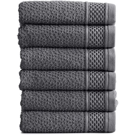 100% Cotton Super Soft Luxury Hand Towel Set | Quick-Dry and Highly Absorbent | Popcorn Textu | 500 GSM | Includes 6 Hand Towels | Park Avenue Collection (Dark )