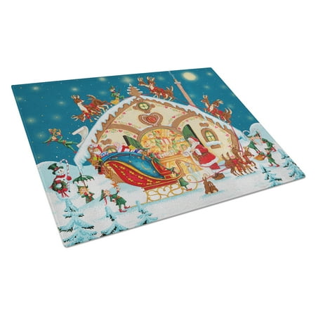 

Carolines Treasures PJH3004LCB Santa Claus Loading the Sleigh Glass Cutting Board Large 12H x 16W multicolor