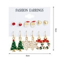 thumbnail image 6 of Hyasfey 6Pairs/Set Christmas Earrings Festive Enamel Geometric Shiny Electroplating Decoration Jewelry Gifts Xmas Tree Elk Snowman Santa Claus Ear Studs Dangle Earrings, 6 of 8