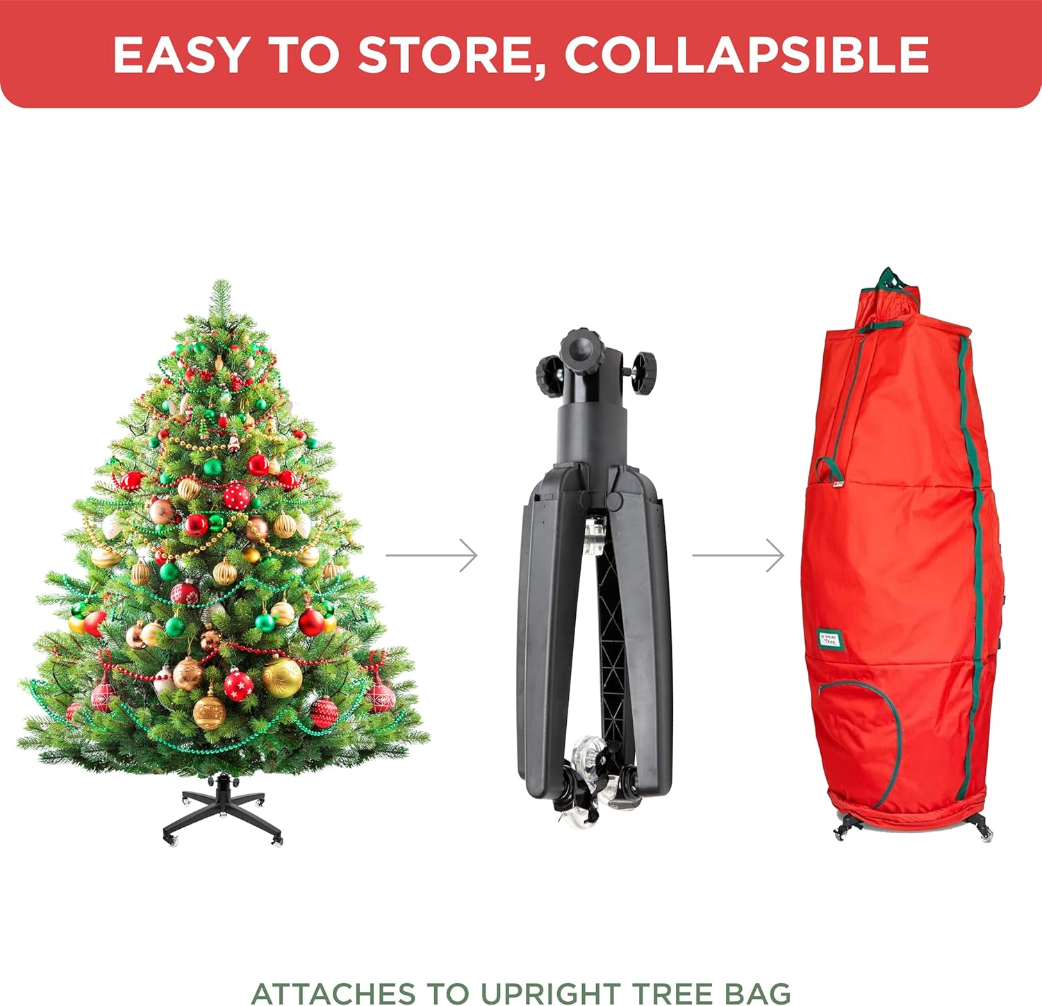 Rolling Christmas Tree Stand with Heavy Duty Casters and Adjustable Base. Holds up to 9ft Trees