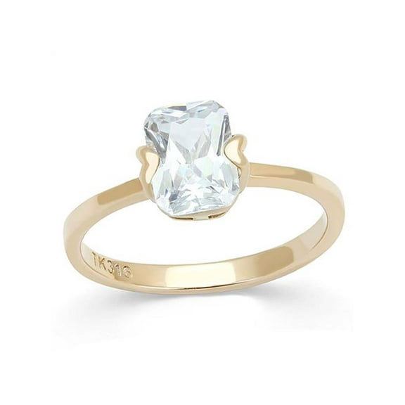 Womens 1.74 Ct Emerald Cut Solitaire Cz Rose Gold Stainless Steel Engagement Ring Size 5