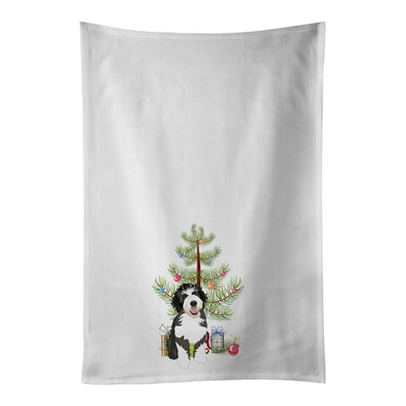 

Doodle Silver and White #1 Christmas White Kitchen Towel Set of 2 19 in x 28 in