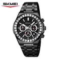 thumbnail image 1 of SKMEI 2380 Men's Stainless Steel Band Quartz Watch - 30m Water Resistant, Zinc Alloy Case, Glass Mirror, with Time, Date and Stopwatch Functions, 45.3mm Dial, Black & Silver Business Style Timepiece, 1 of 6