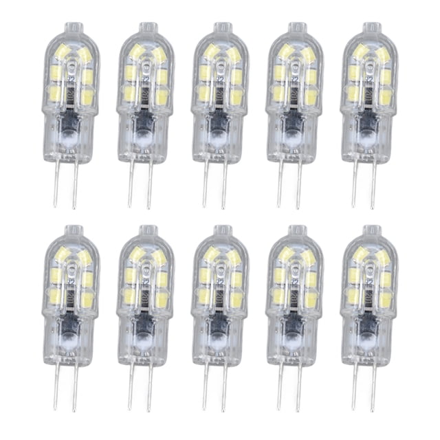 Paquete de 10 bombillas LED G4 2835 transparentes, enchufables, CA 220 V, para iluminación de paisaje, armario de caravana, luz blanca de 6500 K.