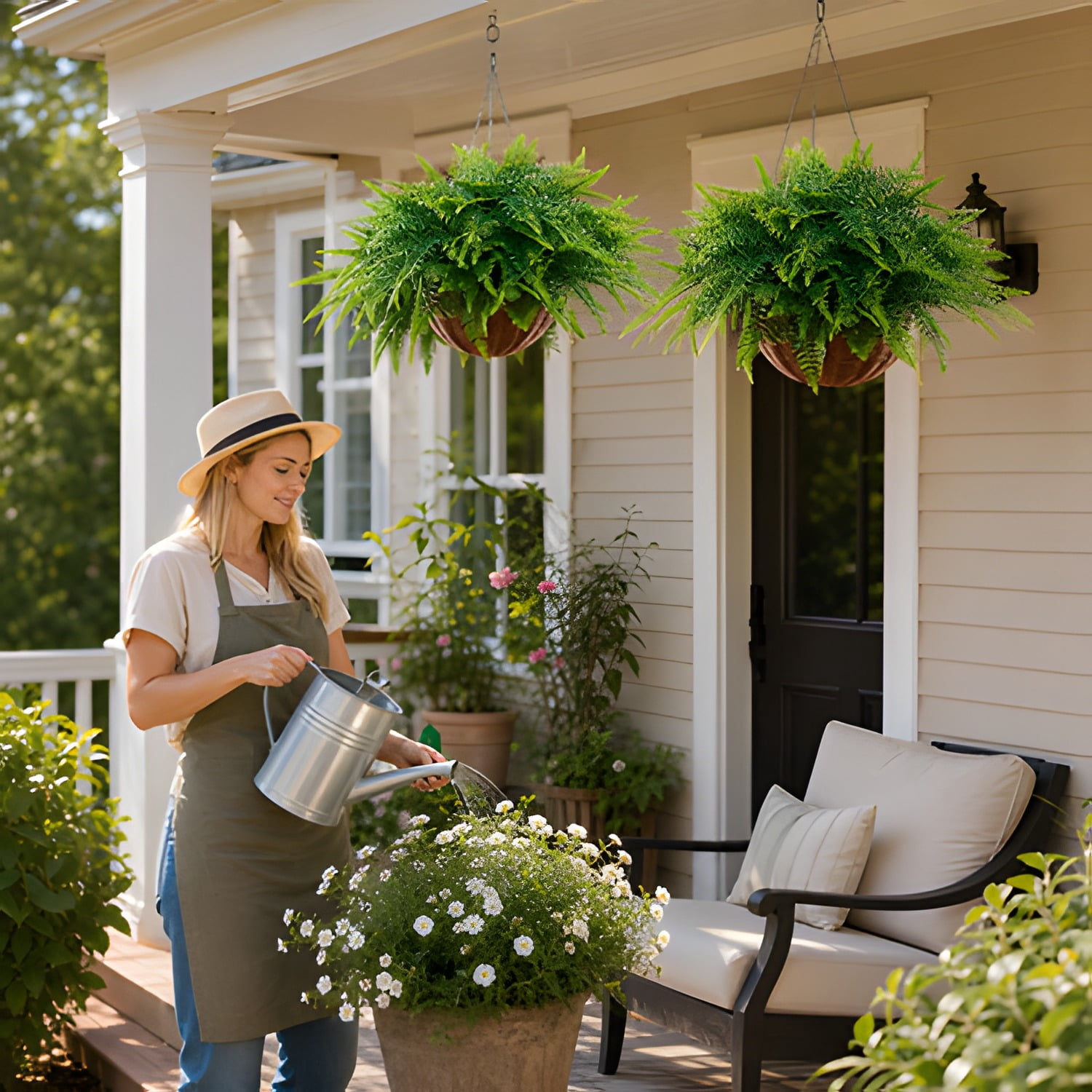 2-Pack Artificial Ferns, 26 Inch Height with 23 Inch Hanging Length, Silk Fronds, Weatherproof LDPE Branches, Low Maintenance, for Hanging Baskets, Planters & Indoor Decor