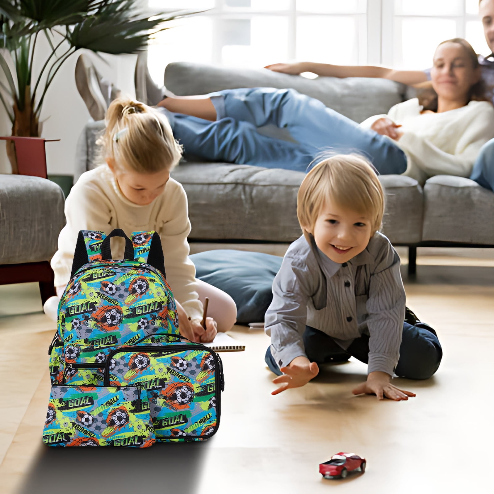 Backpack for Young Adults 3-Piece Set with Pencil Case Durable for 1-3 Grade Collage Users