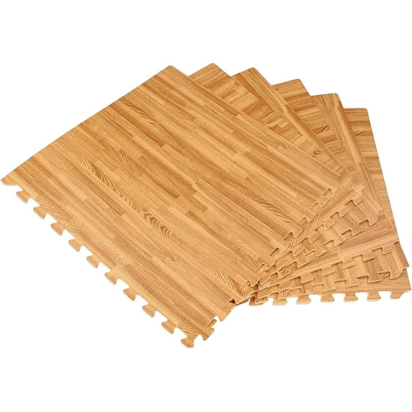 Set de 4 Tapetes Foamy para Ejercicio Bluelander 1.2 cm Diseño de Madera