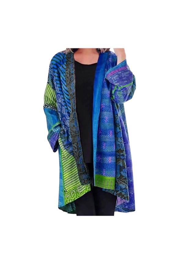 APEXFWDT Womens Plus Size Ethinc Boho Cardigan Thin Coat Long Sleeve Mid-Length Open Front Women Casual Loose Aztec Tribal Cardigan