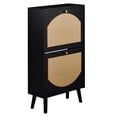 thumbnail image 4 of 2 dump buckets with high-leg arched rattan surface shoe cabinet particle board + plastic rattan 54*24*98cm black frame + original wood rattan surface + black high legs, 4 of 11