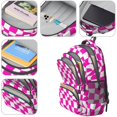thumbnail image 4 of Pink and White Wavy Checkered Pattern Backpack for School, Cute School Bag with Adjustable Shoulder Straps and Padded Back, 16.9"x12.6"x5.9", 4 of 5