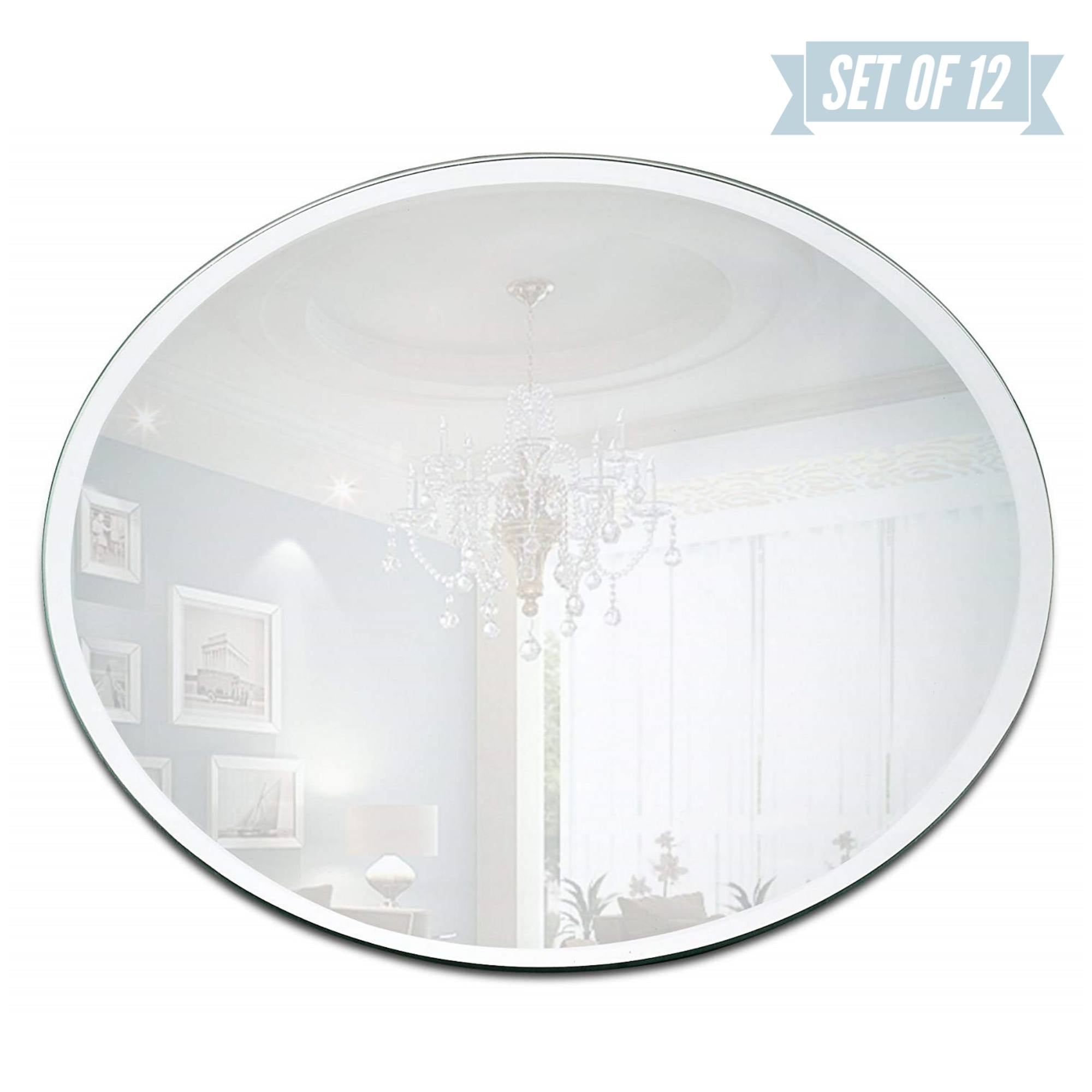 Prodbuy-Limited Vintage Round Mirrored Glass Candle Plate with Silver Iron Surround Small 