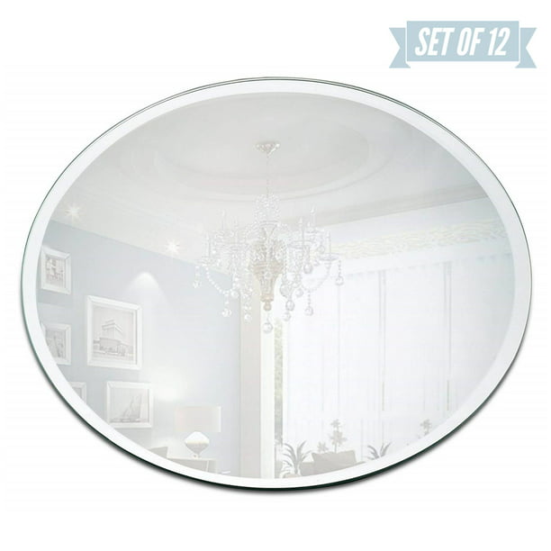 10 Inch Round Mirror Candle Plate With, Round Beveled Mirror Centerpiece