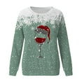 thumbnail image 4 of lcziwo 2024 Chandails de Noël Laids pour Femmes Drôles Mignons Verres de Vin Rouge Graphiques Hauts Manches Longues Col Rond Chandails Molletonnés Coupe Ample Chandails Confortables Liquidation Vert,TG, 4 of 4